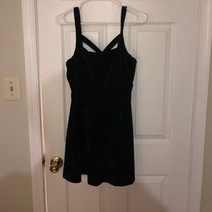 Velvet black skater dress